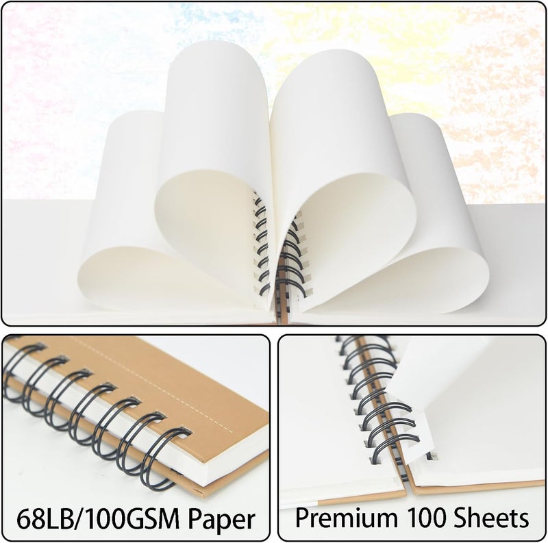 Crehatos 5.5" x 8.5" Small Sketch Book, Top Spiral Bound Sketch Pad, 100 Sheets Each 68lb/100gsm Drawing Paper, 2 Pack - Image 5